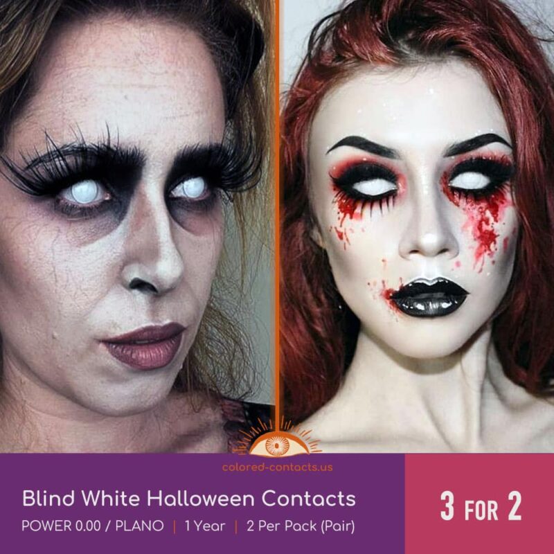 Blind White Halloween Contacts - Best Colored Contacts, Color Contact Lens, Circle Lens -