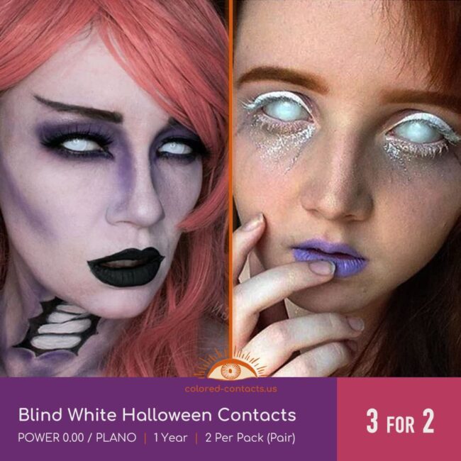Blind White Halloween Contacts - Colored Contact Lenses | Colored Contacts -