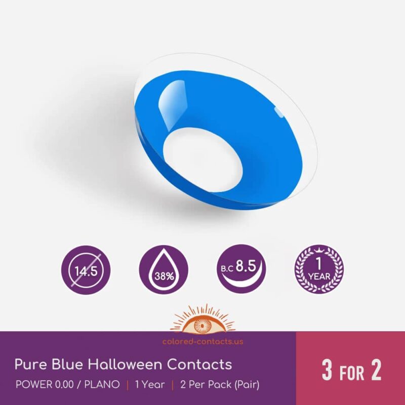 Pure Blue Halloween Contacts