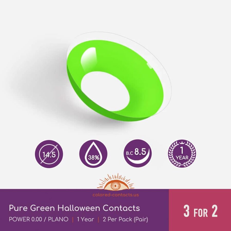 Pure Green Halloween Contacts