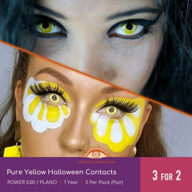 Pure Yellow Halloween Contacts