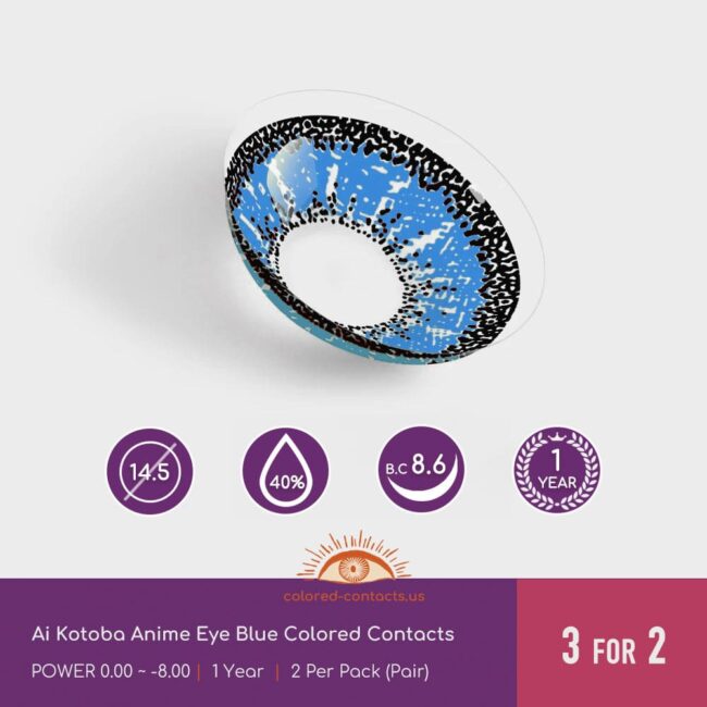 Ai Kotoba Anime Eye Blue Colored Contacts