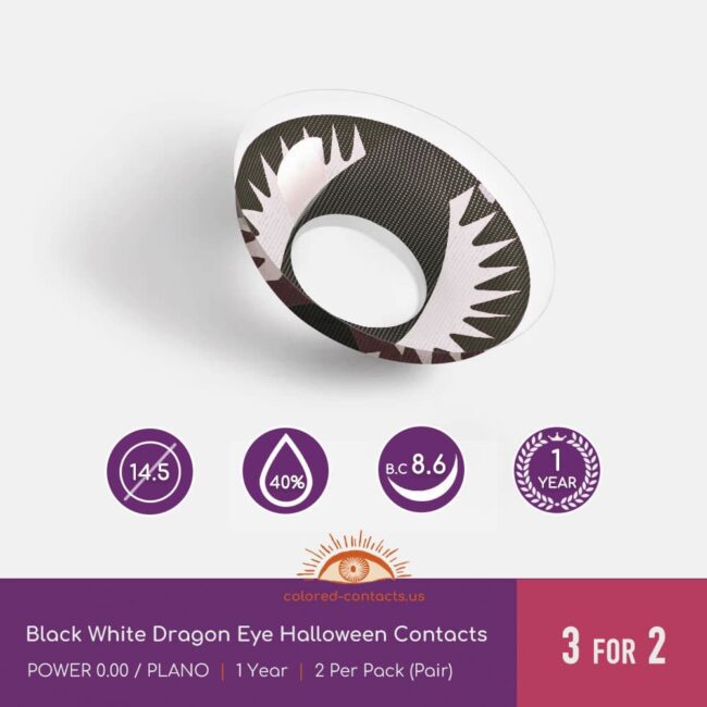 Black White Dragon Eye Halloween Contacts