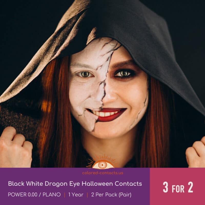 Black White Dragon Eye Halloween Contacts