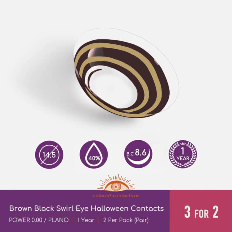 Brown Black Swirl Eye Halloween Contacts