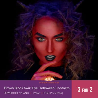 Brown Black Swirl Eye Halloween Contacts