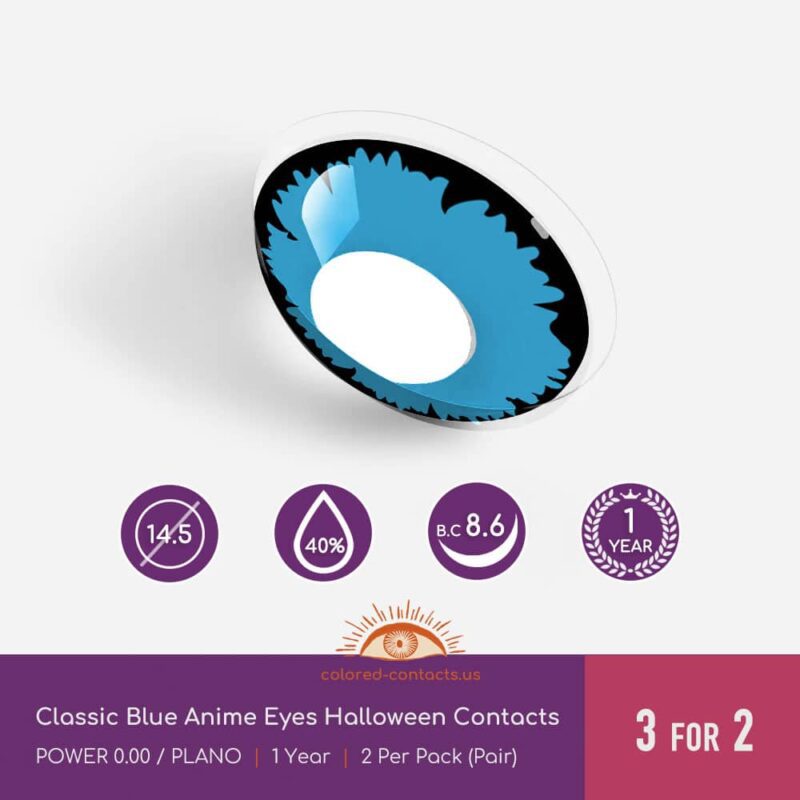 Classic Blue Anime Eyes Halloween Contacts