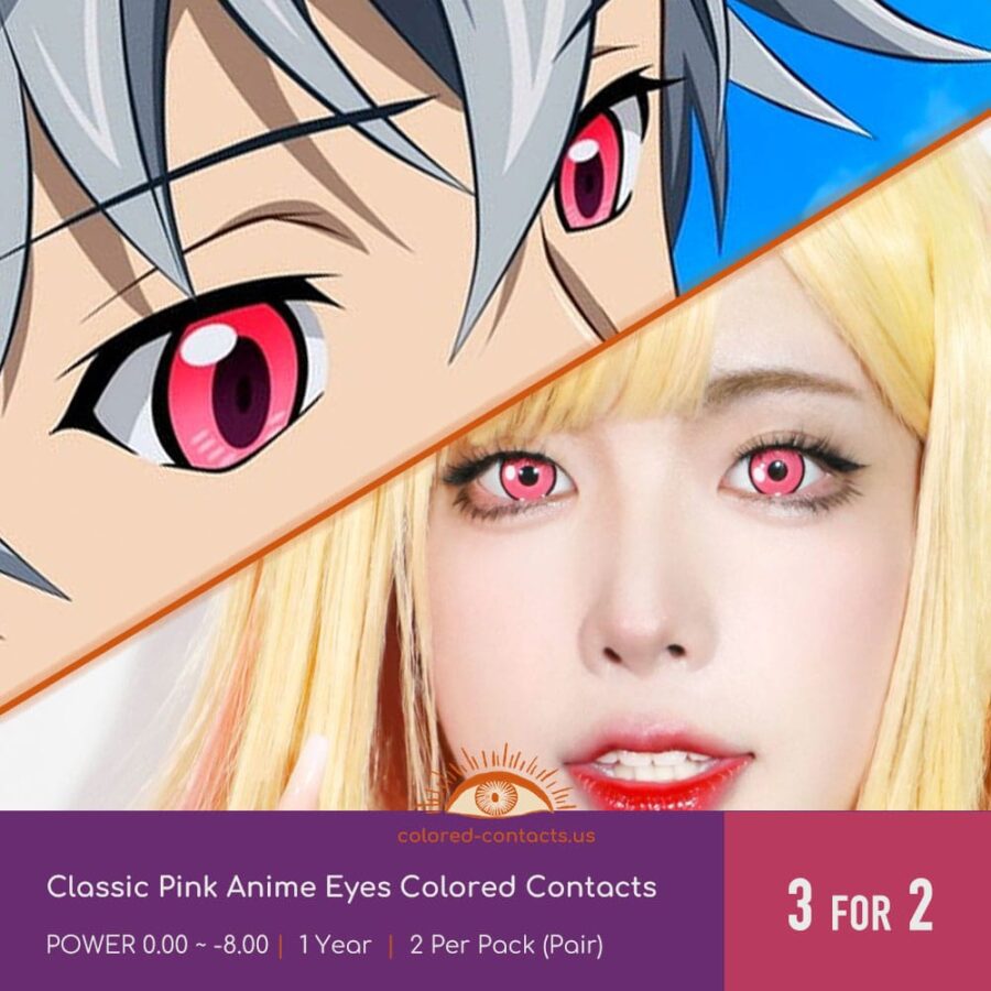 Classic Pink Anime Eyes Colored Contacts