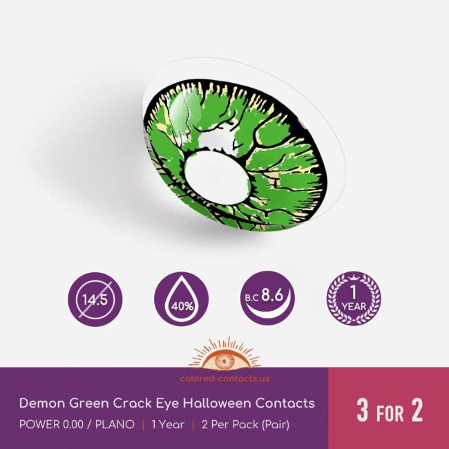 Demon Green Crack Eye Halloween Contacts