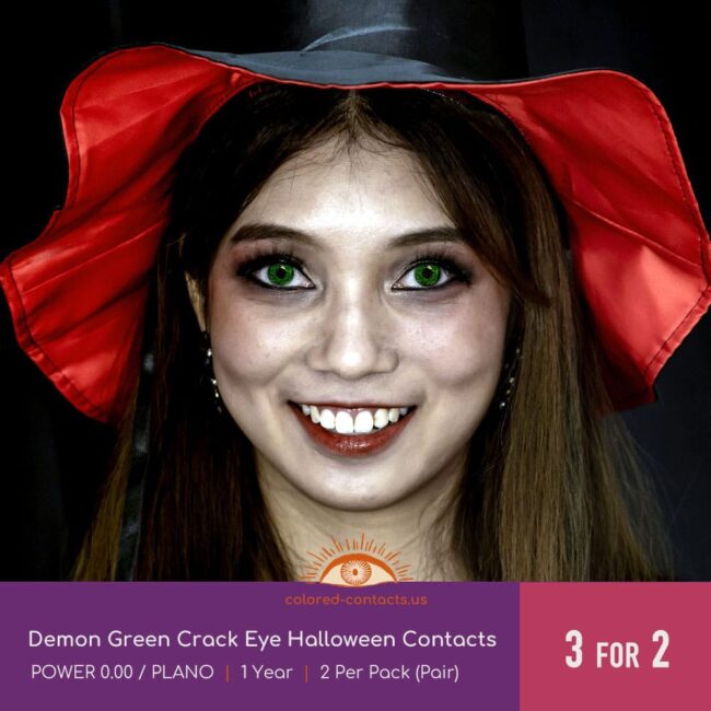 Demon Green Crack Eye Halloween Contacts