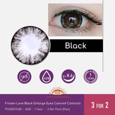 Frozen Love Black Enlarge Eyes Colored Contacts