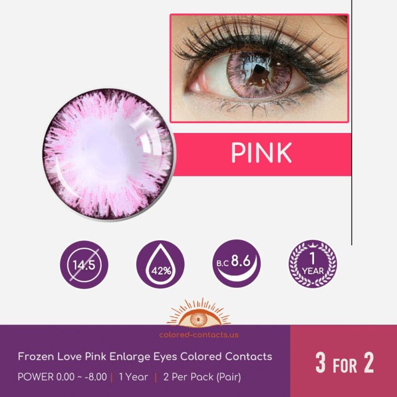 Frozen Love Pink Enlarge Eyes Colored Contacts