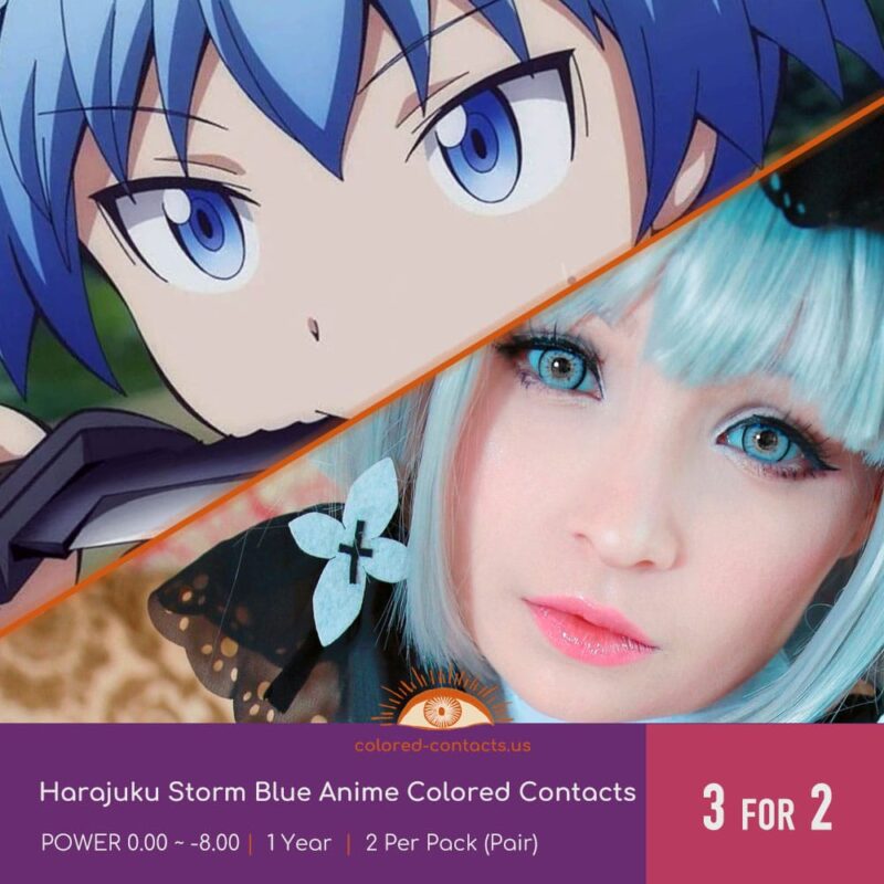 Harajuku Storm Blue Anime Colored Contacts