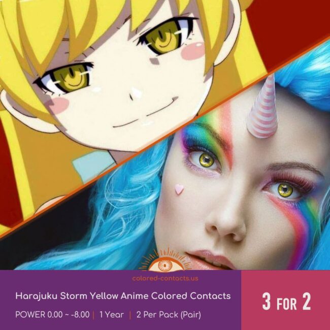 Harajuku Storm Yellow Anime Colored Contacts