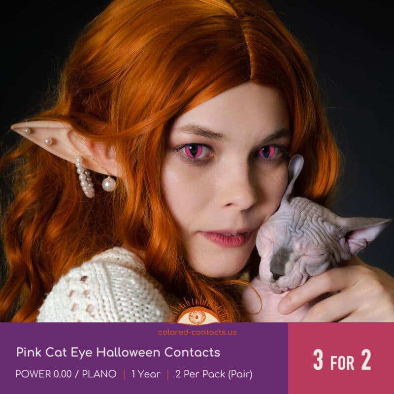 Pink Cat Eye Halloween Contacts
