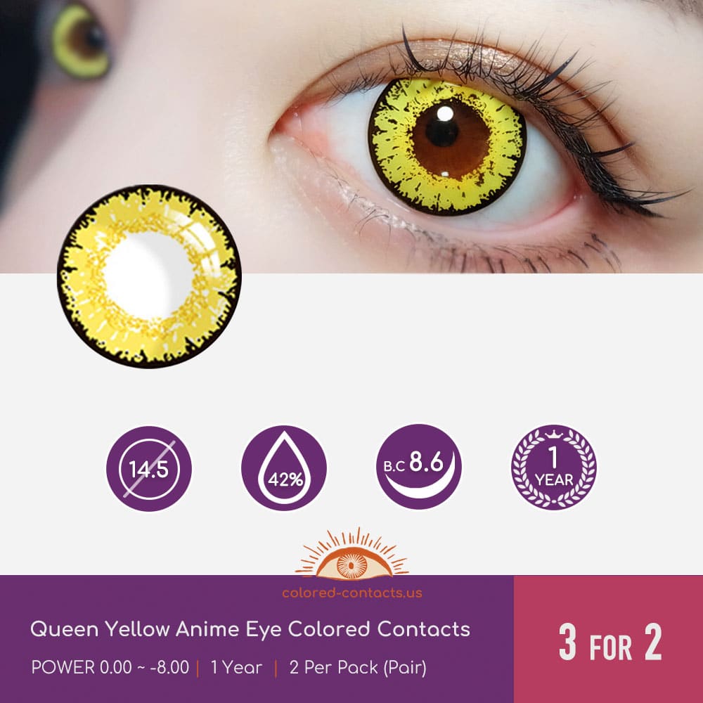 Queen Yellow Anime Eye Colored Contacts - Best COLORED CONTACTS, Color Contact  Lens, Circle Lens 