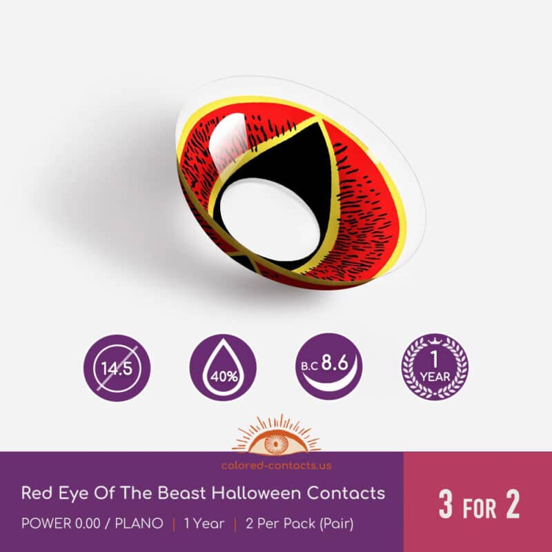 Red Eye Of The Beast Halloween Contacts