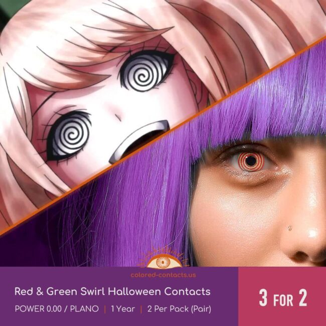 Red & Green Swirl Halloween Contacts