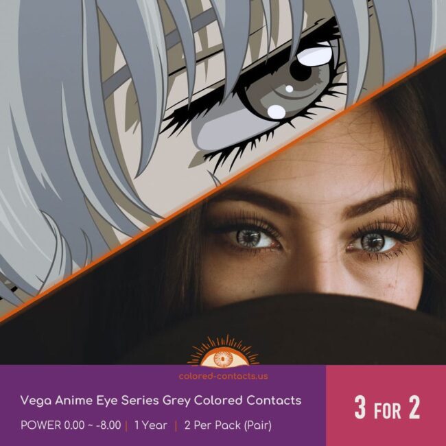 Vega Anime Eye Series Grey Colored Contacts