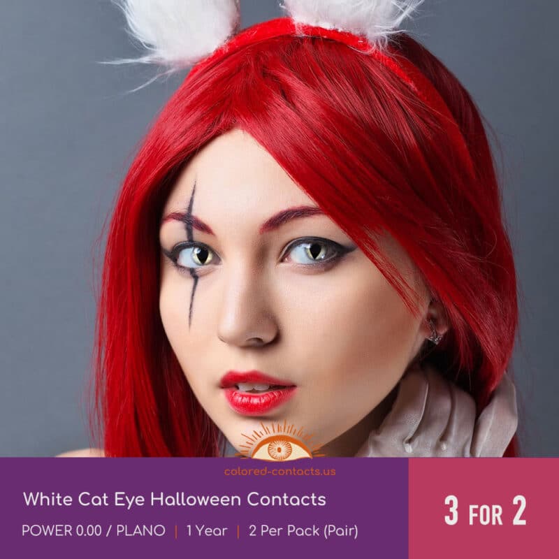 White Cat Eye Halloween Contacts