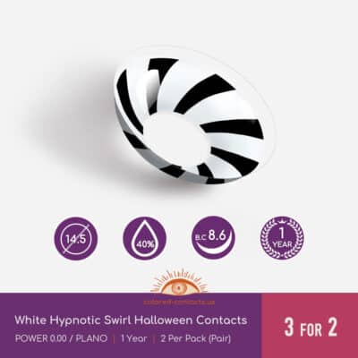 White Hypnotic Swirl Halloween Contacts