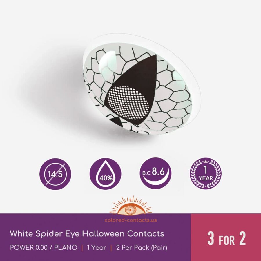 White Spider Eye Halloween Contacts