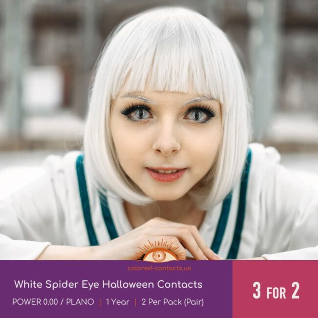 White Spider Eye Halloween Contacts