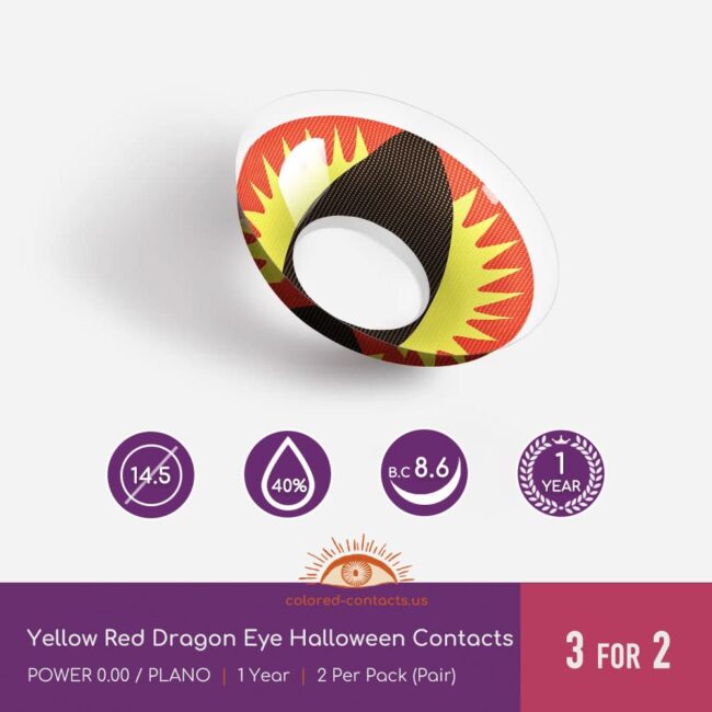 Yellow Red Dragon Eye Halloween Contacts