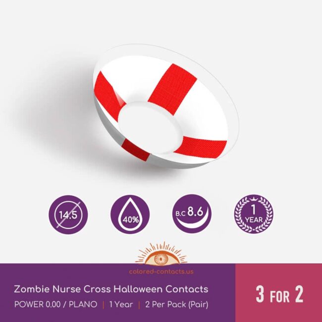 Zombie Nurse Cross Halloween Contacts
