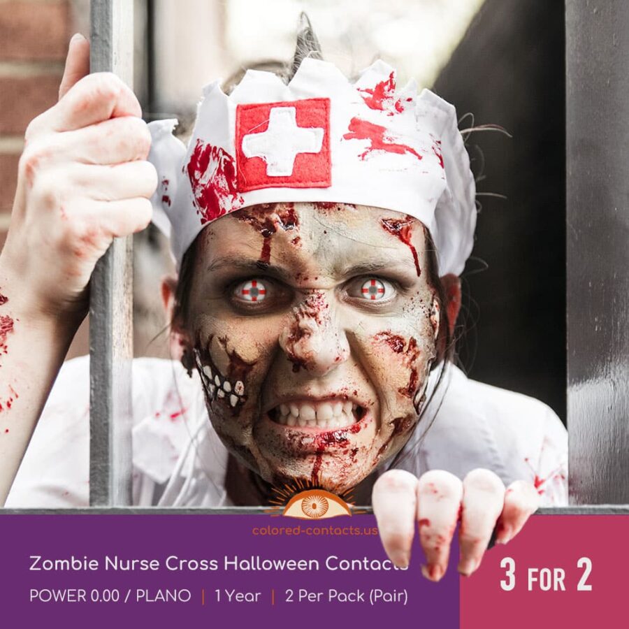 Zombie Nurse Cross Halloween Contacts
