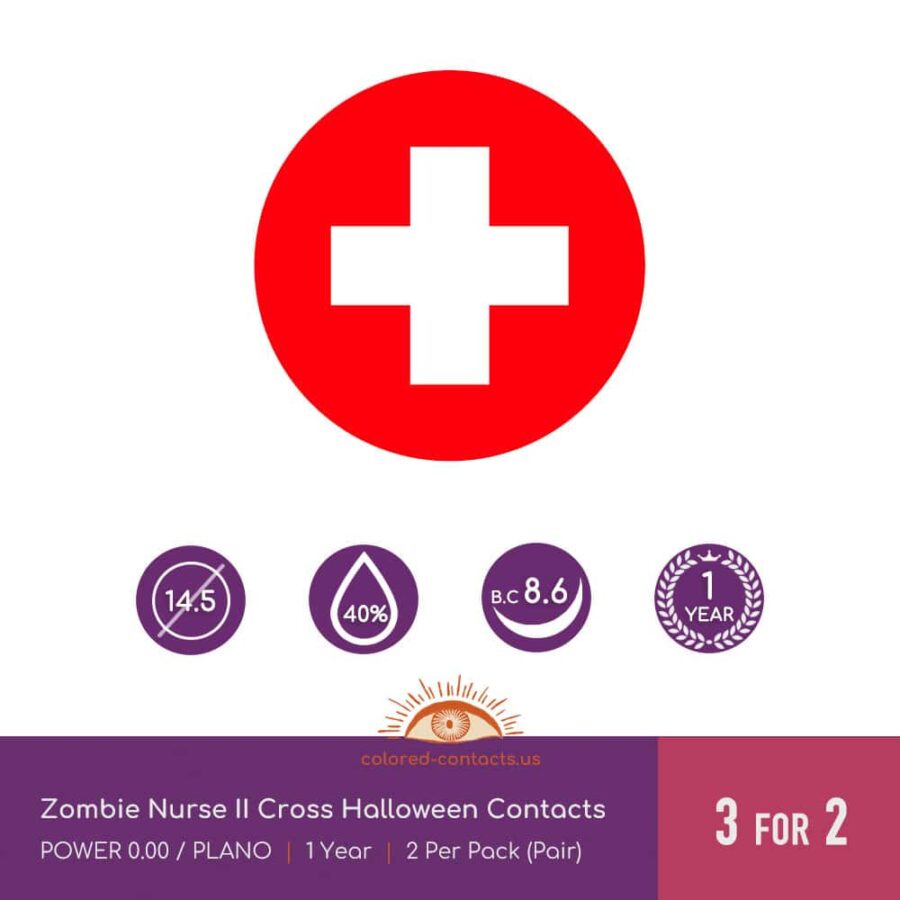 Zombie Nurse Ii Cross Halloween Contacts