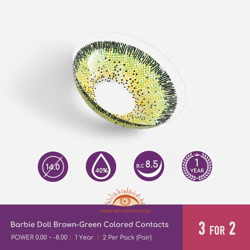 Barbie Doll Brown-Green Colored Contacts