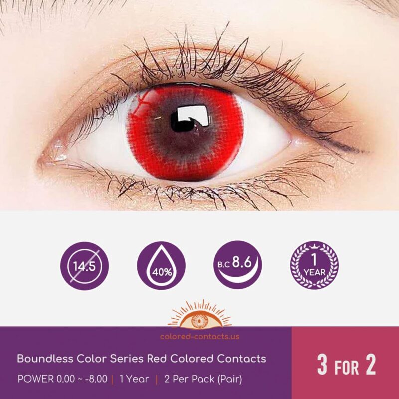 Boundless Color Series Red Colored Contacts
