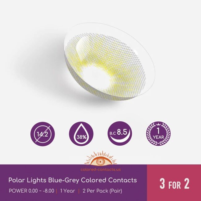 Polar Lights Blue-Grey Colored Contacts