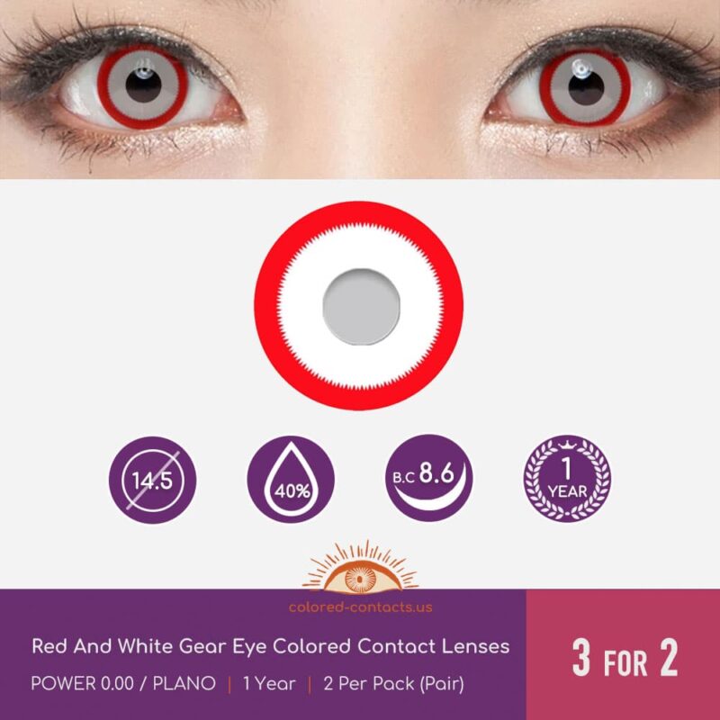 Red And White Gear Eye Colored Contact Lenses
