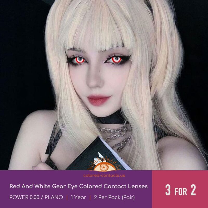 Red And White Gear Eye Colored Contact Lenses