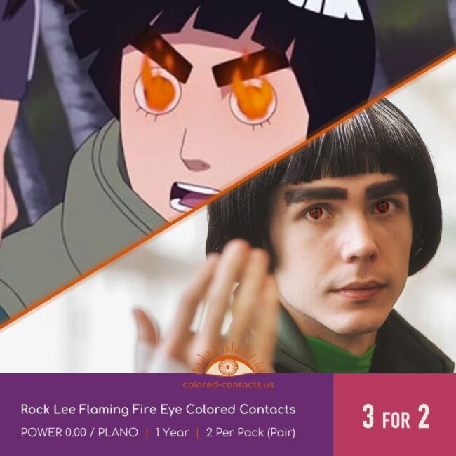 Rock Lee Flaming Fire Eye Colored Contacts