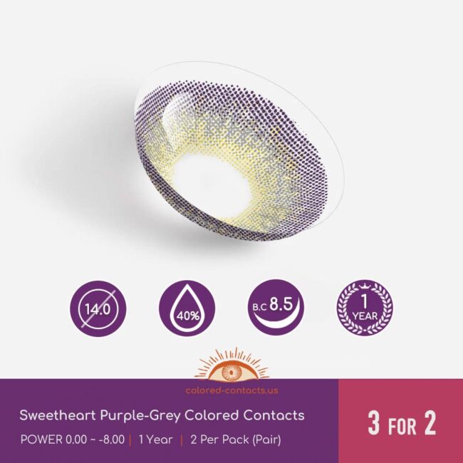 Sweetheart Purple-Grey Colored Contacts