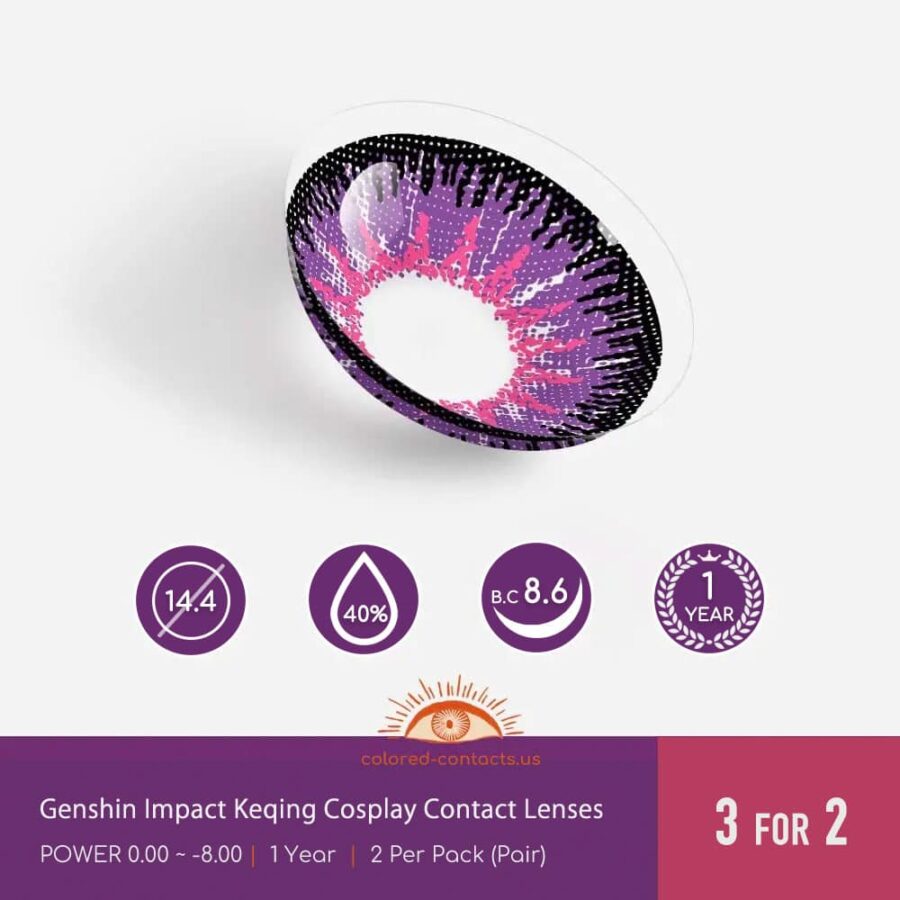 Genshin Impact Keqing Cosplay Contact Lenses