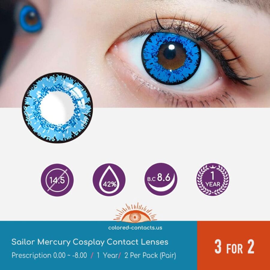 Sailor Mercury Cosplay Contact Lenses - Colored Contact Lenses | Colored Contacts -