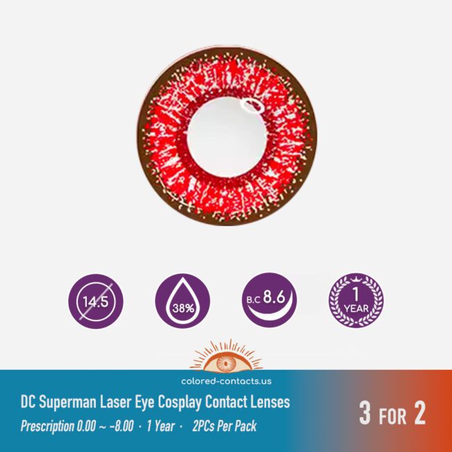Dc Superman Laser Eye Cosplay Contact Lenses