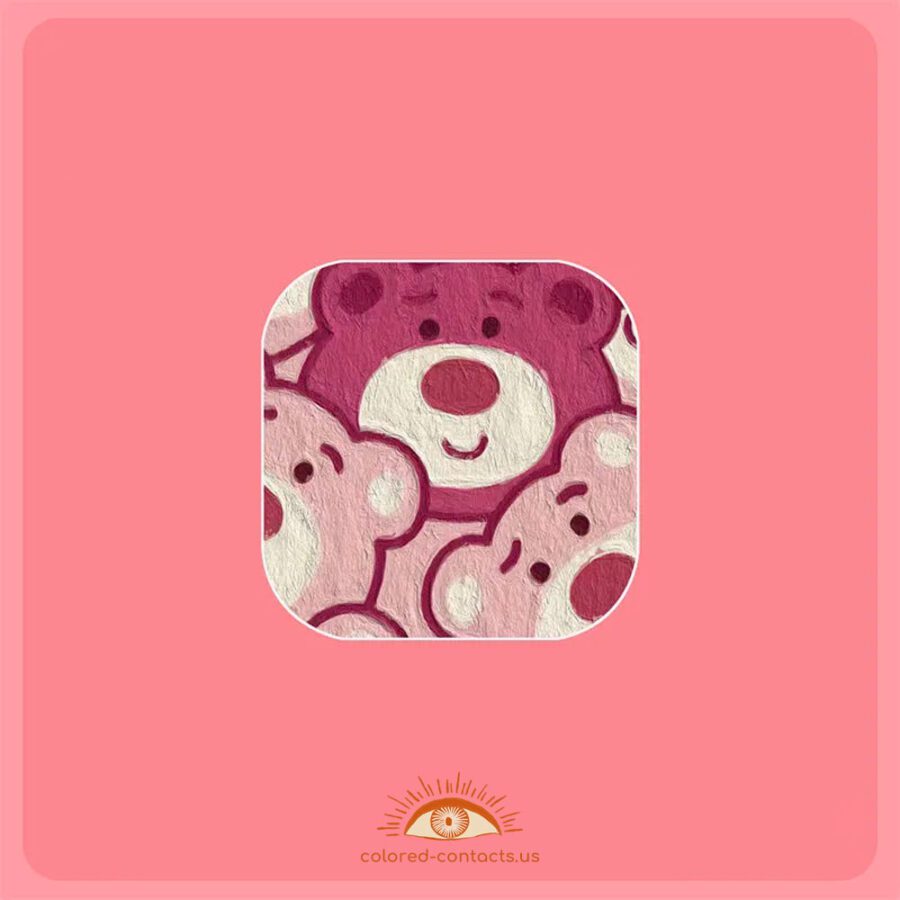 Cute Oil Painting Strawberry Bear Contact Lenses Case - Colored Contact Lenses | Colored Contacts -