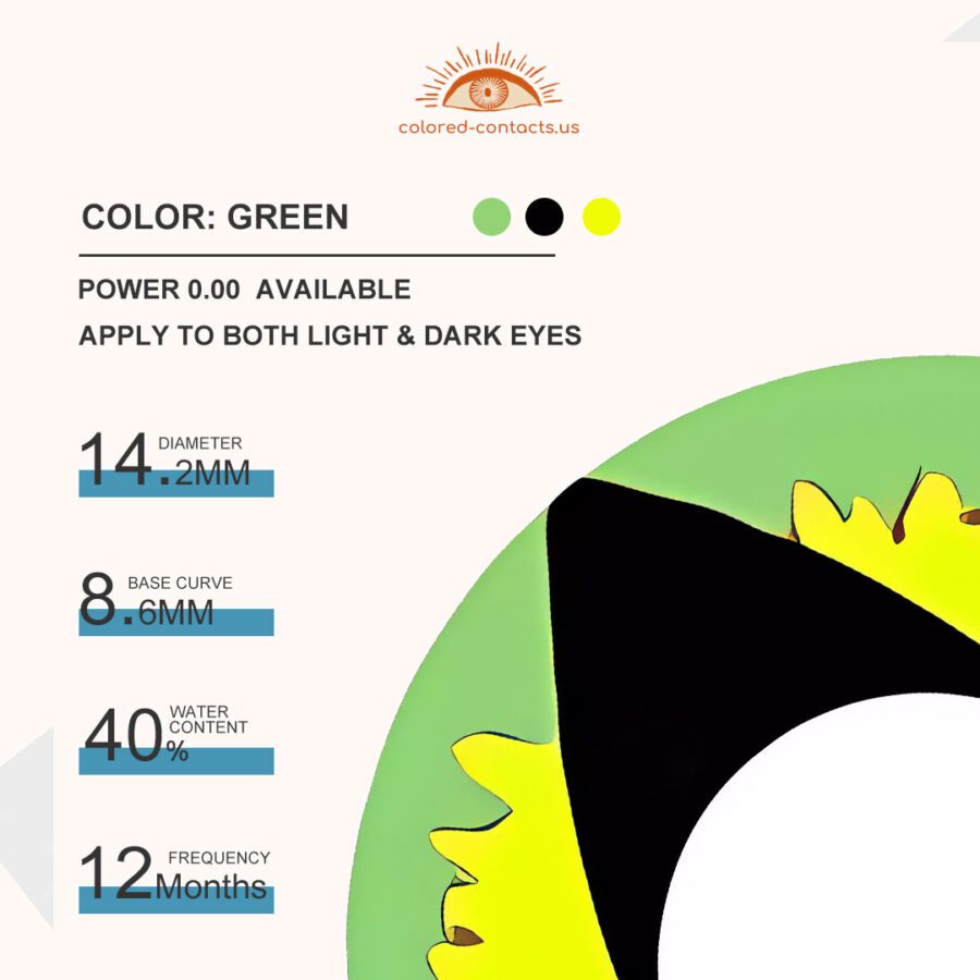 Yellow Green Cat Eye Contacts - Colored Contact Lenses | Colored Contacts -