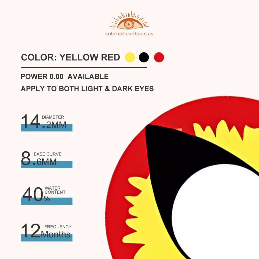 Yellow Red Cat Eye Contacts - Colored Contact Lenses | Colored Contacts -