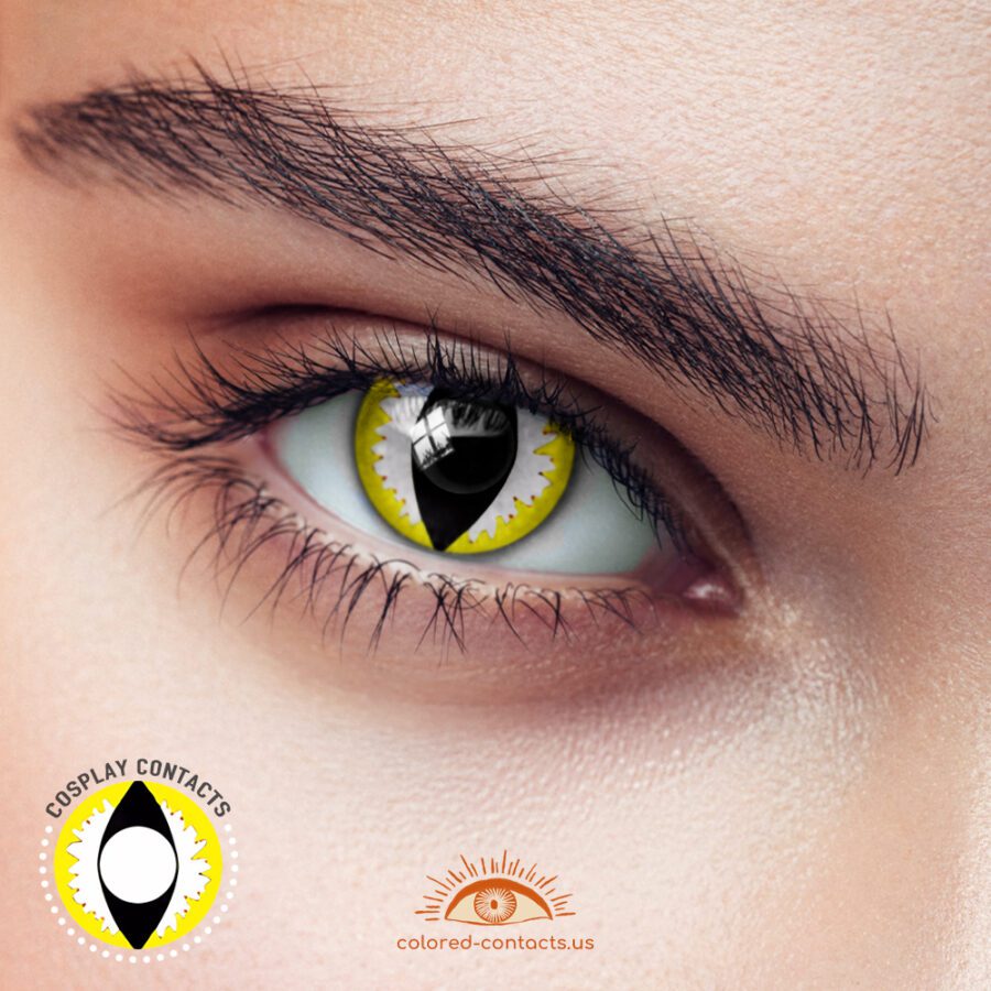 Yellow White Cat Eye Contacts - Colored Contact Lenses | Colored Contacts -