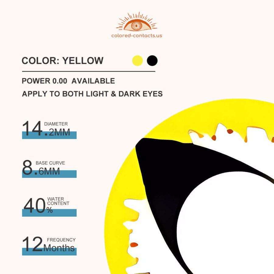 Yellow White Cat Eye Contacts - Colored Contact Lenses | Colored Contacts -